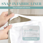 Khaki No Hook Waffle Weave Shower Curtain with snap-in Liner Replacement, 230GSM Waterproof Fabric Hotel Shower Curtain Set for Bathroom, Through Mesh Top Window,71Wx86H