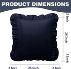 KKJIAF Ruffle Pillow Cases 26x26 Inches, Navy Blue Square Ruffled Pillow Covers Set of 2, Microfiber Wrinkle Resistant Pillow Shams with Envelope Closure for Sofa Bed Living Room