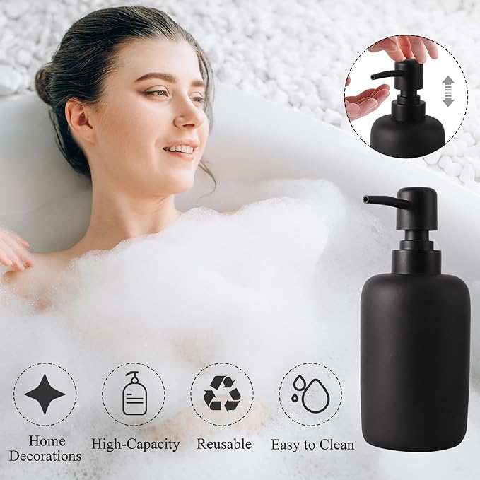 21 Pcs Bathroom Accessory Set with Waterproof Shower Curtain and Non Slip Mat,Resin Bath Set with Toothbrush Holder and Lotion Soap Dispenser,Bathroom Countertop Organizer Set for Home Apartment