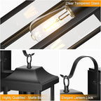 17 Inch Dusk to Dawn Outdoor Lighting with GFCI Outlet, Large Porch Light Lantern Plug Outlet Modern Black Outdoor Sconce Lighting, IP65 Waterproof Outside Light Wall Mounted Coach Light