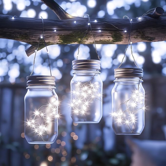 2Pack Fairy Lights Plug in, 100 LEDs 33 Feet Firefly String Lights Waterproof Starry Lights Silver Wire for DIY Wreath Wedding Bedroom Indoor Outdoor Party Christmas Decorations, Pure White