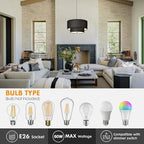 18" Drum Black Pendant Light, Large Modern Hanging Ceiling Chandelier Fixture with Dual Layer Linen Shade, Ideal for Dining Room, Living Room, Bedroom, and Kitchen