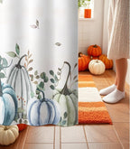 MAMUSE Fall Shower Curtain for Bathroom Stall Cute Decorative Waterproof Unique Design TeenWomen Cortinas de Baño Bathtub 72 x72 Inch, Blue Pumpkins