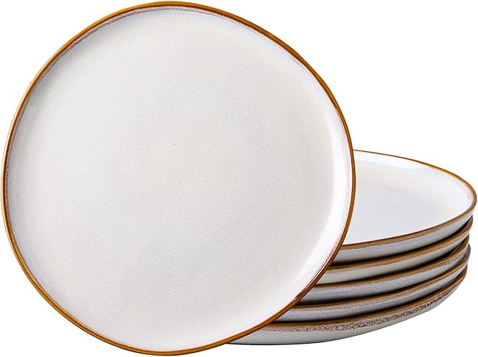 AmorArc Ceramic Plates Set of 6, 8.5 Inch Handmade Reactive Glaze Stoneware Plates set for Dessert, Salad, Appetizer, Small Dinner Plates, Microwave & Dishwasher Safe, Scratch Resistant