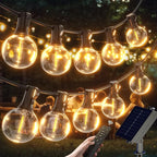 G40 Solar String Lights Outdoor with Remote 60 FT, USB & Solar Dual Charging, Waterproof, 8 Modes 3 Timers, 20+2 LED Shatterproof Bulbs, Dimmable Solar Light for Camping Backyard Bistro Porch Garden