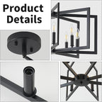 Black Chandelier for Dining Room, 8-Light Kitchen Chandelier Light Fixture Modern Metal Industrial Large Chandeliers for Farmhouse Entryway Living Room (E12 Bulbs Not Included)