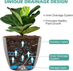 Vanavazon Plant Pots 9/8/7 Inch Set of 3 Flower Pots Indoor Outdoor Plastic Planters with Drainage Hole and Tray (Speckled Beige)
