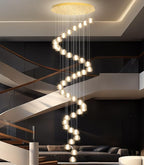 236'' Long Large Crystal Chandeliers LED Chandeliers for High Ceiling Handing Light Fixture for Entrance Hallway Foyer Staircase Lobby Gold