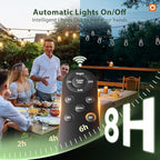 addlon 198FT(192+6) Solar String Lights Outdoor Waterproof - 60+4 LED Shatterproof Bulbs, 3 Modes, 8H Timeable, Dimmable, Outdoor Lights Solar Powered Patio Lights with Remote for Outside Porch Garden