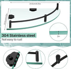 Crowye 2 Pcs Corner Shower Shelf 2-Tier Glass Corner Shelf Stainless Steel Wall Mounted Bathroom Organizer for Storing Bottle Shower Gel Shampoo Brush, 9.25 Inches (Black)