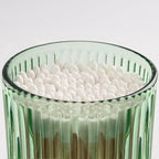 2 Pack Qtip Holders for Bathroom, Clear Glass Apothecary Jars with Lids,Vintage Bathroom Canisters for Cotton Balls,Swabs,Floss Picks,Hair Ties,Vanity Organizer and Storage Decor (Green)