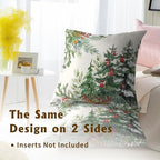 Christmas Tree Pillow Cover 20x20 Inch Set of 2, Rustic Pine Forest Xmas Winter Holiday Pillow Case Living Room Bedroom Cotton Cushion Covers for Sofa Couch Car Home Decor