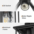 JYZ Dusk to Dawn Outdoor Wall Sconce, 12 Inch Exterior Wall Mount Lantern with Aluminum Frame, Weatherproof Black Porch Light Fixture for Front Door, Garage, Patio, Backyard, Garden JYOWL05
