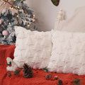GEEORY Christmas Tree Throw Pillow Covers 20x20 Inch Set of 2, Xmas Winter Soft Plush Faux Fur Wool Decorative Farmhouse Holiday Cushion Case for Home Decoration (Beige) GC004-20