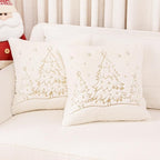 Christmas Embroidered Throw Pillow Cover - Soft Chenille Holiday Decorative Cushion for Xmas Tree Decor, Winter Home Decor, Cozy Living Room Bedroom Sofa (Christmas Tree, 18" x 18" (Pack of 2))