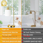 Lynnoland Set of 2 Industrial Table Lamps with USB C+A Ports and Outlet, Gold Fully Stepless Dimmable Bedside Lamps, Nightstand Lamp with Opal Glass Shade for Reading Office (2 LED Bulb)