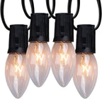 Minetom C9 Clear Christmas String Lights, 25FT 25 Blubs Bright & Warm Outdoor Christmas Lights, Long Life C9 String Lights for Tree Patio Gazebo Wreath, Black Wire