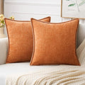 MIULEE Pack of 2 Fall Couch Throw Pillow Covers 20x20 Inch Orange Farmhouse Decorative Pillow Covers with Stitched Edge Soft Chenille Solid Dyed Pillow Covers for Sofa Bed Living Room