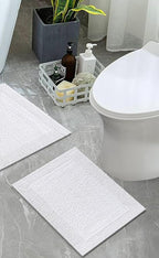 Bedding Craft Cotton Bath Mat Rug, Reversible Water Absorbent Cloth Bathmat, Machine Washable 21x34