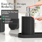 6-Piece Bathroom Accessory Set Resin, Black Bath Accessories Complete with Toothbrush Holder, Lotion Soap Dispenser, 2 Qtip Holders,Vanity Tray,Bathroom Tumbler - Countertop Vanity Organizer