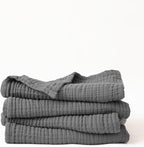 Muslin Hand Towels Pack of 4, Luxury 100% Turkish Cotton Thin Soft Quick-Dry Lint-Free 18x34 inch Large Size Bath Hand Bathroom Towel Sets (Dark Gray, Pack of 4 Hand Towels)