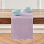 Solino Home Linen Table Runner 108 Inches Long - 100% Pure Linen Chambray Lavender Table Runner 14 x 108 Inch for Thanksgiving, Holiday - Milan Hemstitch