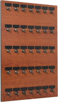 Key Hook, Key Rack #35MCN, 35 Extra Space Bolted Metal Hooks with 'Customize Name Plate', (35 Sets of Tag & Ring Included) - Made in USA (Wild Cherry)