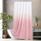 AooHome Fabric Small Shower Curtains, Cloth Ombre Pink Shower Curtain Sets, Washable Fabric Pink and White Shower Curtain, Rustic Farmhouse Bathroom Shower Curtains, 36x72 Inches