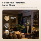 Etched Court Style Metal Lamp Shade, Large Upper and Lower Wave Lampshade with Forest Tree Pattern, 10"Top x 16" Bottom x 14.75" High, lron Cover shade for Table Lamps, Floor Lamps (Black/Gold)