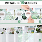 QiyI No Hook Shower Curtain with Snap in Fabric Liner, Sage Green Eucalyptus Shower Curtain with See Through Top Window, Waterproof Washable Cloth Ringless Shower Curtain Set for Bathroom, 36 x 75