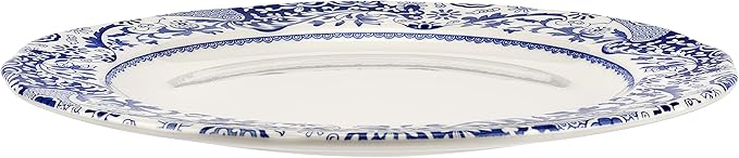 Spode Blue Italian Brocato 12-Inch Decorative Dining Tray - Porcelain Underplate with Refined Border Design - Elegant Blue & White Serving Accent for Table Settings, Displays, Parties