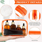 Weewooday 12 Pieces Clear Makeup Bags Cosmetic Storage Bags PVC Zipper Pouches Travel Waterproof Makeup Plastic Case for Women Organizing Toiletries Traveling Bathroom(Large,Orange)