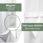 Cute Squirrel Shower Curtain Abstract Anime Theme Shower Curtain with Snap in Fabric Liner Set, Detachable Liner, See Through Mesh Top Window, Waterproof Washable 72" W x 74" H