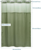 Sage Green Stall Hotel Shower Curtain - 230GSM Waffle Textured Heavy Duty Thick Fabric Shower Curtains for Bathroom,54W x 80H