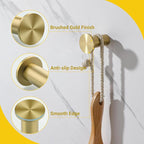 SAYAYO Brushed Gold Towel Hooks for Bathrooms, Heavy Duty Wall Hooks for Hanging, Modern Coat Hook Robe Hook SUS 304 Stainless Steel 4 Pcs