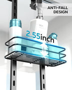Nieifi Over the Door Shower Caddy, Adjustable 3 Tier Hanging Shower Organizer with Soap Holder Bathroom Shelves with Hooks, Black