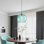 Light Blue Glass Pendant Lights Kitchen Island Globe Pendant Light Fixtures Modern Pendant Lighting for Bedroom Living Dining Room Light Fixture (9.84 in, 3 Pack)