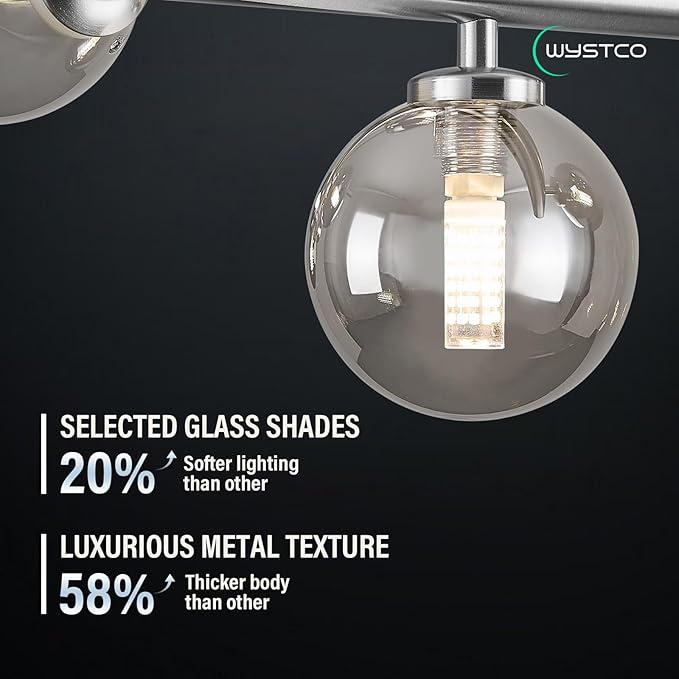 16-Light Globe Sputnik Chandelier, Mid Century Modern Light Fixture Over Table, Chrome Silver Linear Chandeliers for Dining Room and Kitchen Island (Smoke Grey Glass Bubble Shades, 40 Inch)