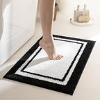 GRANNY SAYS Microfiber Bathroom Rugs Non Slip Washable, Water Absorbent Bathroom Mats for Tub Non Slip, Soft Bath Mats for Floor & Shower, Long Bath Rug, 20" x 32", Black Bath Rug