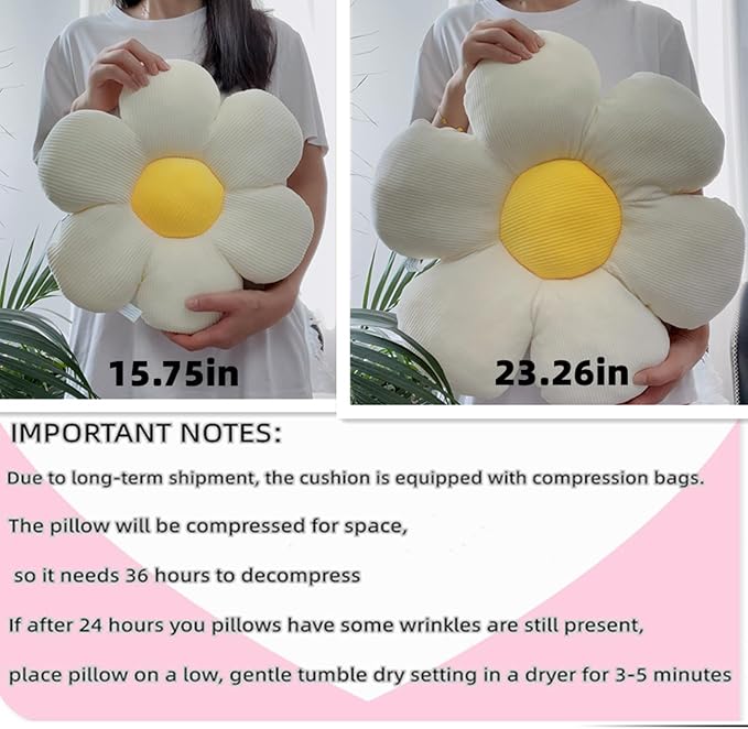Flower Shaped Throw Pillow - White Flower Plush Throw Pillow for Floor Seating Cushions