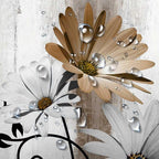 Rustic Farmhouse Shower Curtain, Farm Tan Cream Daisy Floral Flowers and Butterfly on Country Wooden Shower Curtain for Bathroom, Beige Brown Shower Curtain with 12PCS Hooks, 48X70IN