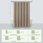 Inhousolu Fabric Shower Curtain Waffle Weave, 230 GSM Heavy Duty, Weighted Hem, 12 Metal Hooks, Water Repellent, Machine Washable, Hotel Spa Luxury Bath Curtain Set, 60 x 72 Inch, Beige
