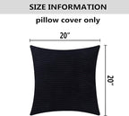Home Brilliant Striped Velvet Cushion Cover for Chair 2 Packs Supersoft Handmade Fall Decorative Pillowcase for Bed Bench, 50cm, 20 x 20 Inch, Black
