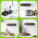 Yolev 2 Pieces Hanging Shower Head Caddy, Rustproof Bathroom Shower Shelf Organizer Wall Mounted Floating Stainless Steel Shelves Nail-Free Wall Mounted Spice Rack for Kitchen（11.81 Inch）