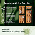 6-Piece Bamboo Drawer Organizer Set, 2.2" Deep Multi-Use Organizers for Utensils, Silverware, Cutlery, Desk, Bathroom, Junk Drawer & Makeup, Non-Slip Feet Included.