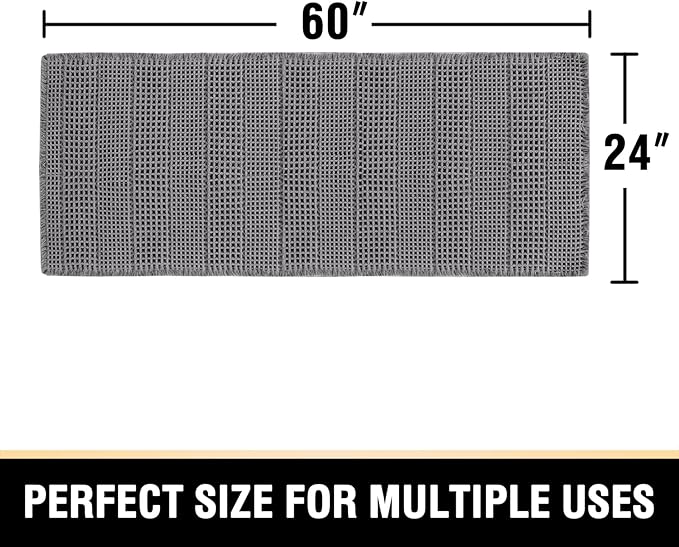 H.VERSAILTEX Waffle Bath Mat Super Absorbent Non Slip Bath Rugs for Beside Tub, 24" x 60", Grey