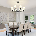 KAISITE Black Chandelier for Dining Room - 8-Light Farmhouse Dining Room Light Fixture Over Table Industrial Kitchen Lighting Fixture Ceiling Hanging Chandelier for Bedroom Living Room Foyer Entryway