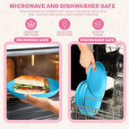 Homienly Wheat Straw Plates, 10 inch Deep Dinner Plates, Service for 8, Unbreakable Plates for Outdoor, Lightweight Microwave and Dishwasher Safe Camping Plate Set for Dinner, Salad, Fruit - Sky Blue