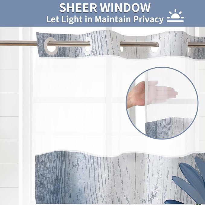 Muuyi Mixed Color Watercolor Floral Shower Curtain,No Hook Shower Curtain,Polyester Shower Curtains with Snap in Fabric,Sheer Top Window for Bathroom Decor,Waterproof & Washable,72W x 75L Inch