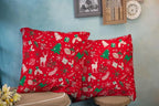 CAPSCEOLL 2PCS Red Standard Pillow Covers 16X16Inch Green Christmas Reindeer Branch Deer Floral Pine Tree Snowflake Soft Pillow Covers for Bedroom Sofa Living Room Decorative Throw Pillow Covers